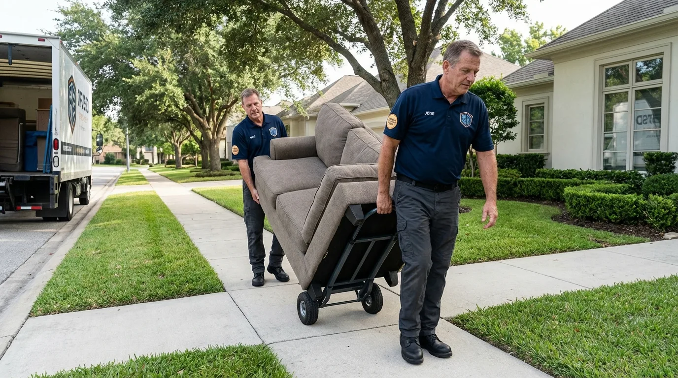Local residential moving crew loading furniture in Galesburg, MI