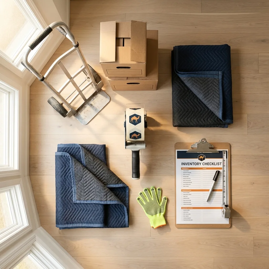 Professional moving supplies and packing materials layout for Galesburg residential relocations